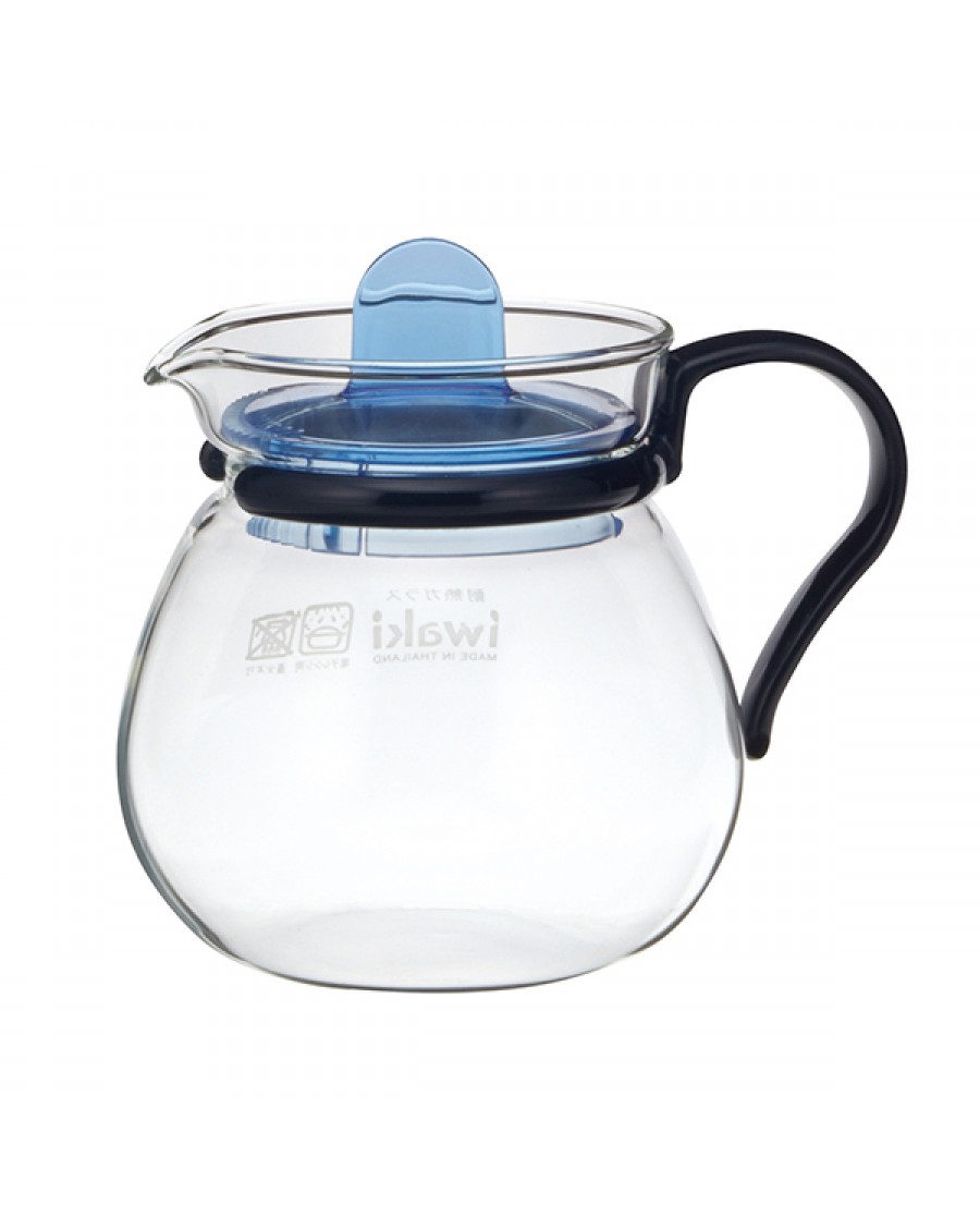 日本iwaki 耐熱玻璃經典茶壺400ml (藍)