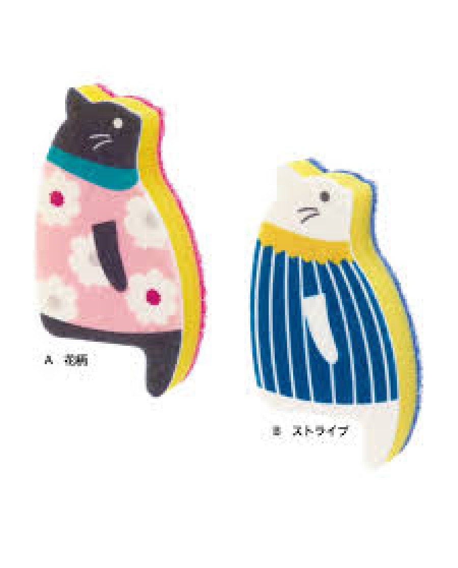 日本MARNA 小貓造型立式海綿(小花粉)